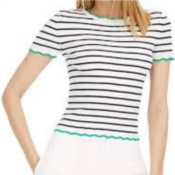 Maison Jules Tops - Maison Jules Striped Ribbed Cropped Top NWT